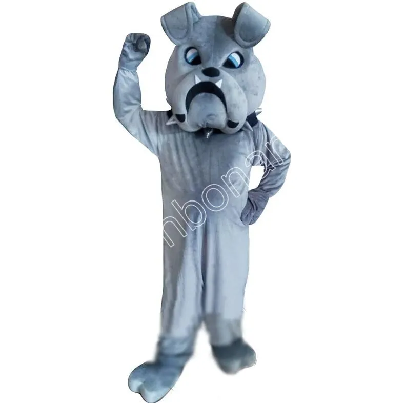 Formato adulto Bulldog grigio mascotte costumi personaggio dei cartoni animati vestito vestito di Natale all'aperto vestito da festa vestiti pubblicitari promozionali di formato adulto