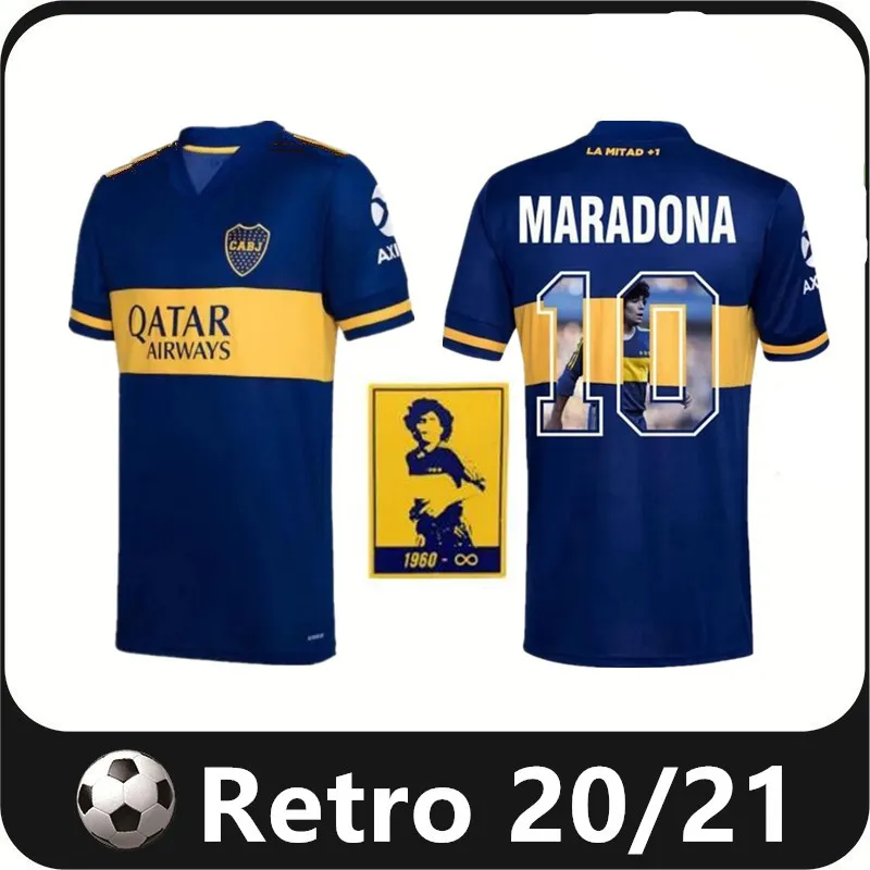 20 21 Maglie da calcio retrò Boca Juniors DE ROSSI 2003 Uomo Home Blu Away Bianco Giallo TEVEZ MARADONA ABILA camisa futebol maglia da calcio
