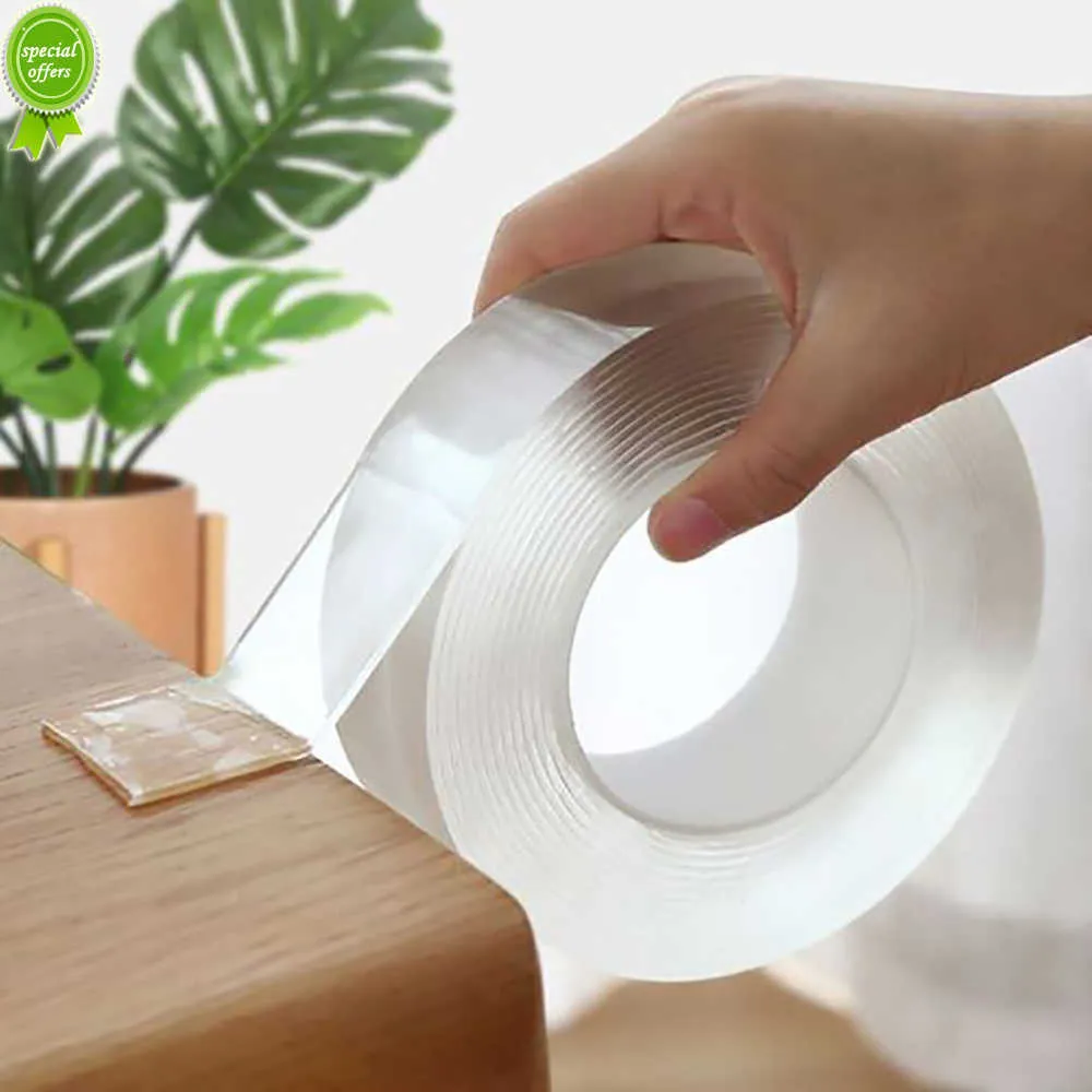 Nuevo agarre de cinta Nano de doble cara, adhesivo transparente extraíble sin rastro reutilizable, cintas lavables para cocina y baño