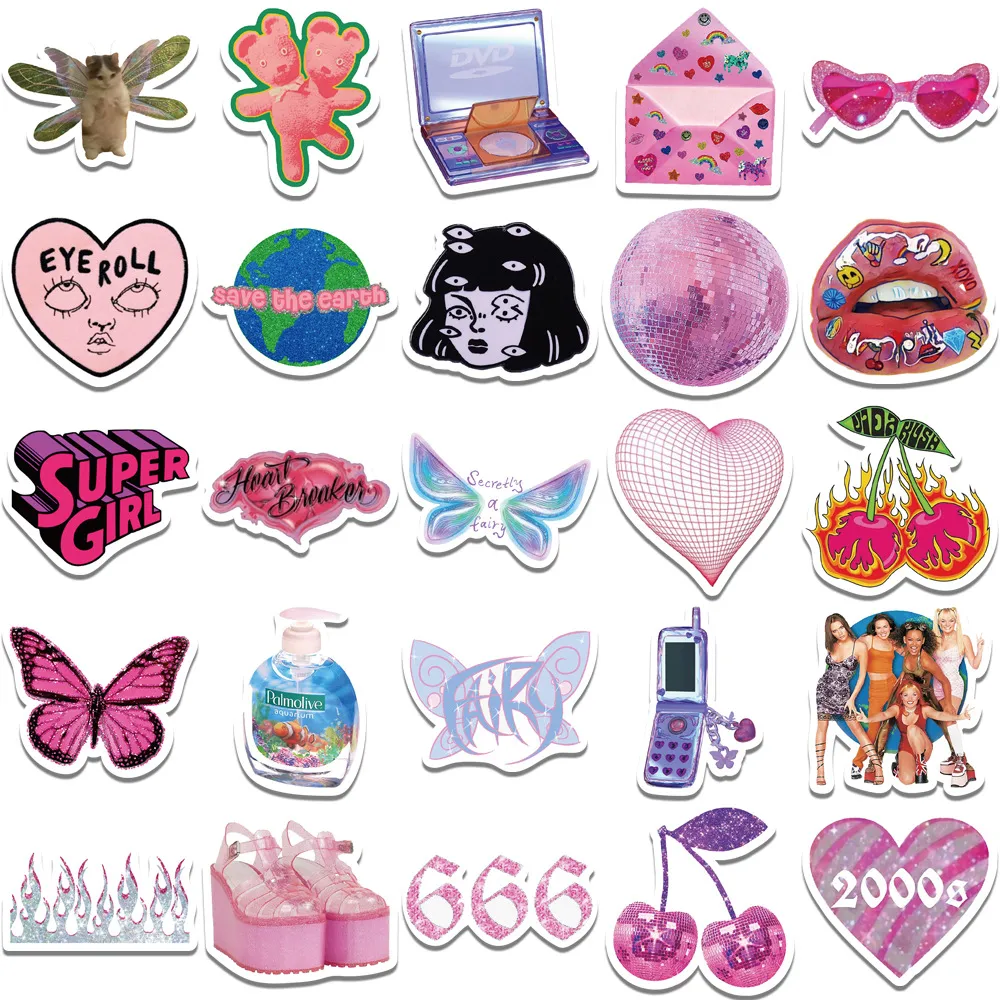 Cute y2k trendy girly retro 2000s stickers