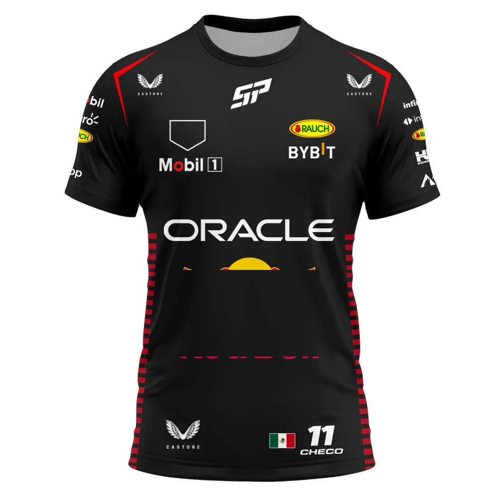 2023 Fashion New T-shirt da uomo Formula 1 Racing Team Stagione Rosso Estate Max Checo 11 Sport Donna Tee Manica corta Abbigliamento per bambini Top