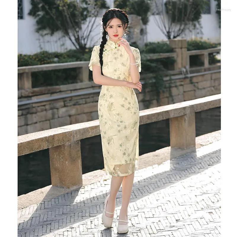 Etnische kleding Chinees traditionele nationale jurk Qipao moderne high -end mode -stijl lange zomer elegante vrouwen in het dagelijks leven weari