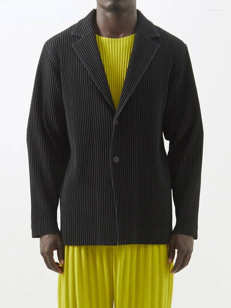 Chaquetas de hombre YUDX 2023 verano Miyake plisado traje Casual suelto Senior Sense Color sólido moda chaqueta de hombre