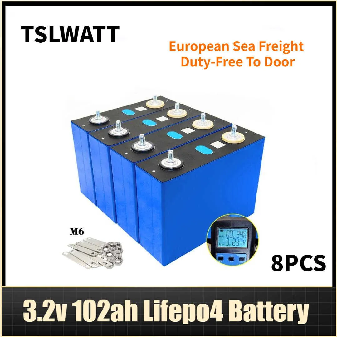 TSLWATT 8 STÜCKE Klasse A Zellen 3,2 V 102 Ah Lithium-Eisen-Phosphat-Batterie Lifepo4 100 Ah Batterie für Wohnmobil-Haus-Trolling-Motor Steuerfrei