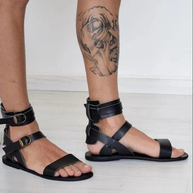 Sandals Men Pu Leather Slipon Casual Gladiator Shoes Male Fashion