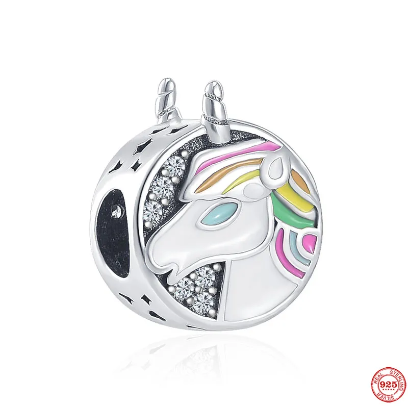 925 silver Fit Pandora Original charms DIY Pendant women Bracelets beads Charms Fine Lucky Unicorn Beads