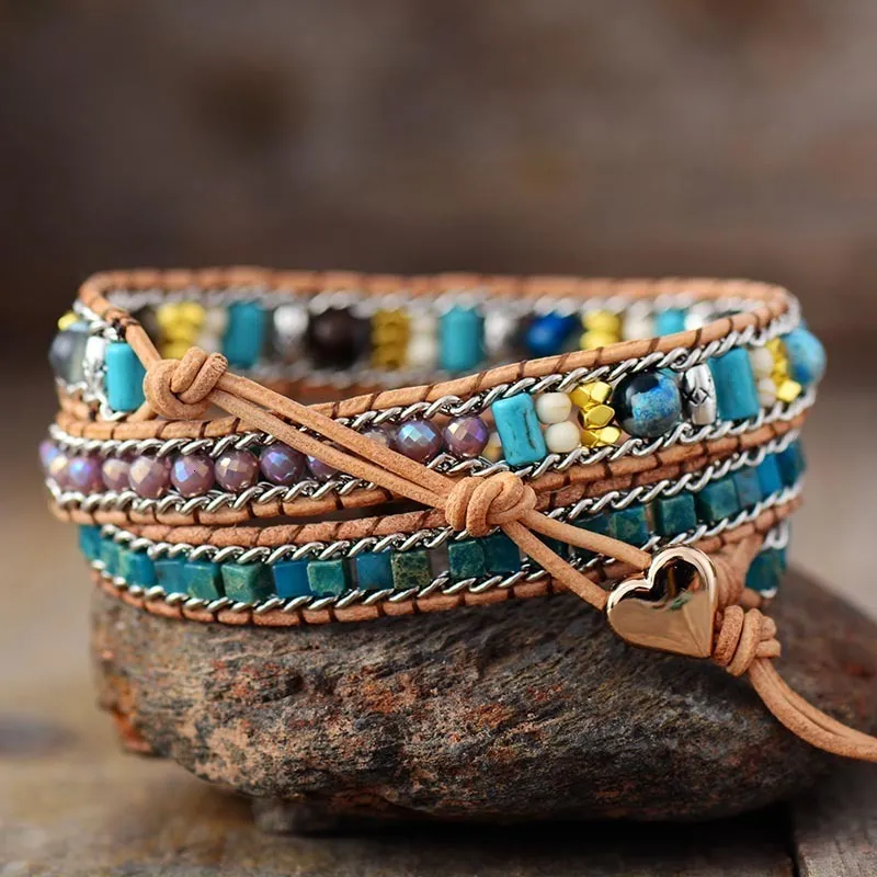 Boho Jewelry, Boho Leather Wrap Bracelets in Sterling Silver – HappyGoLicky  Jewelry