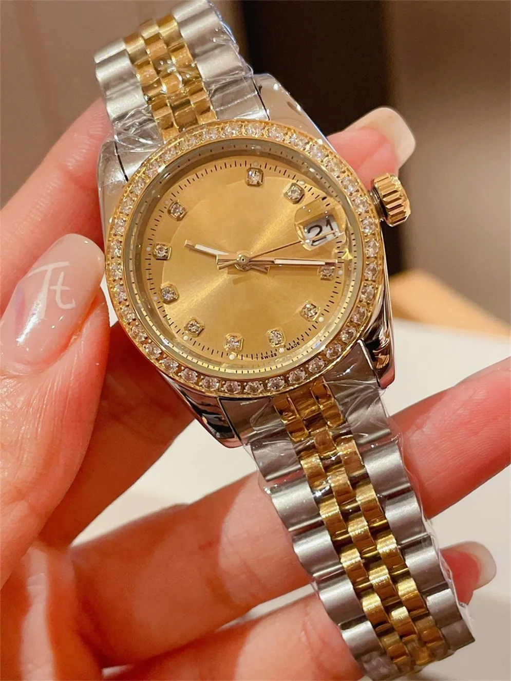 Papier d'emballage d'origine Regarder de haute qualité New Diamond Ring 36 mm Cadran Automatique Fashion Femmes Automatic Watch 2023