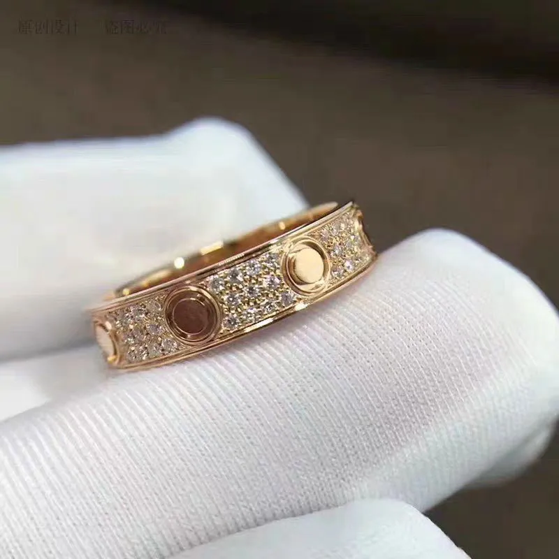 별빛 반지 사랑 반지 여자를위한 네일 반지 디자이너 티타늄 스틸 로즈 골드 실버은 맨 반지를위한 풀 다이아몬드와 함께 든 결혼식 약혼 선물 4 5 6mm 멀티 크기