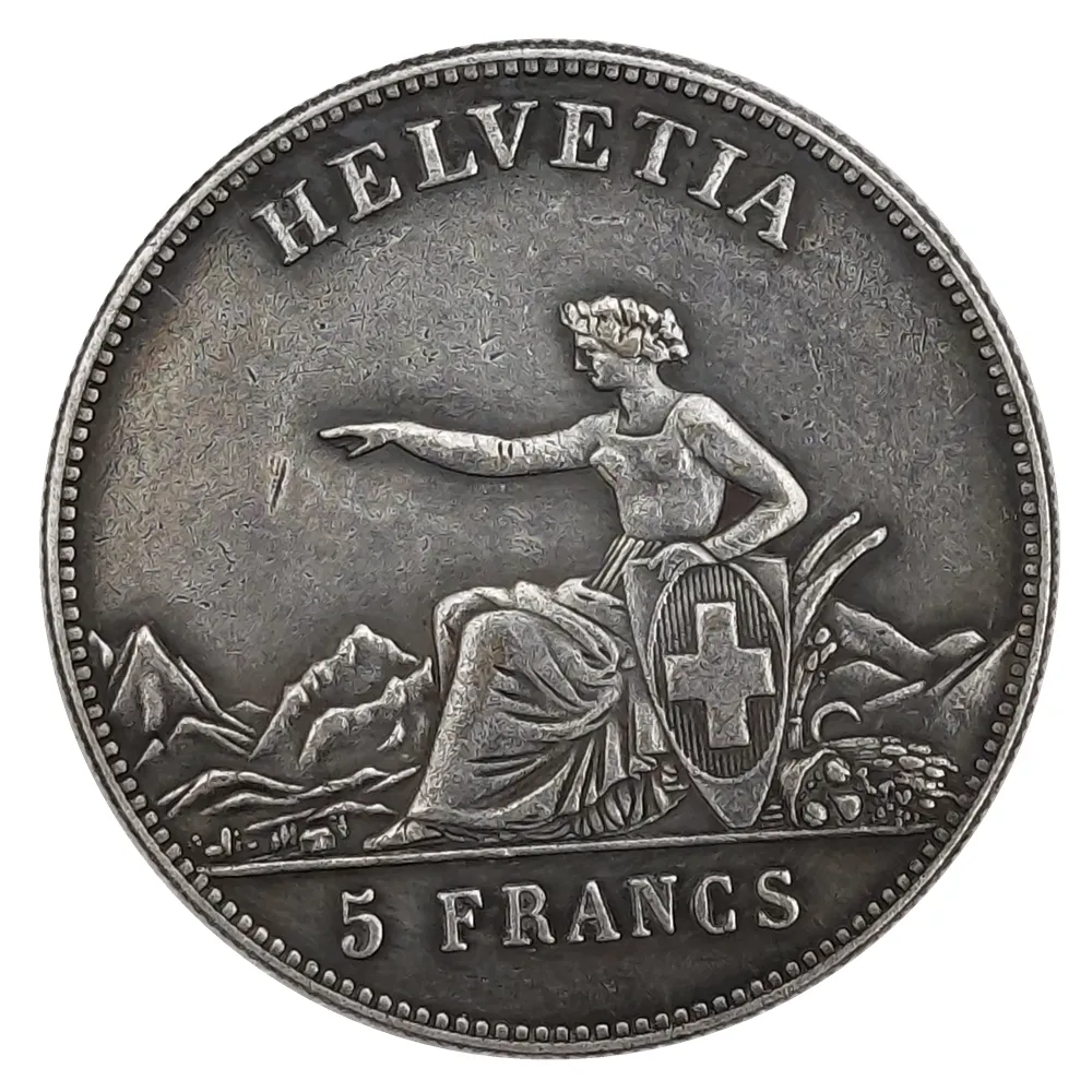 Schweiz 5 Franken Shooting Festival 1863 Silver Plated Copy Coins