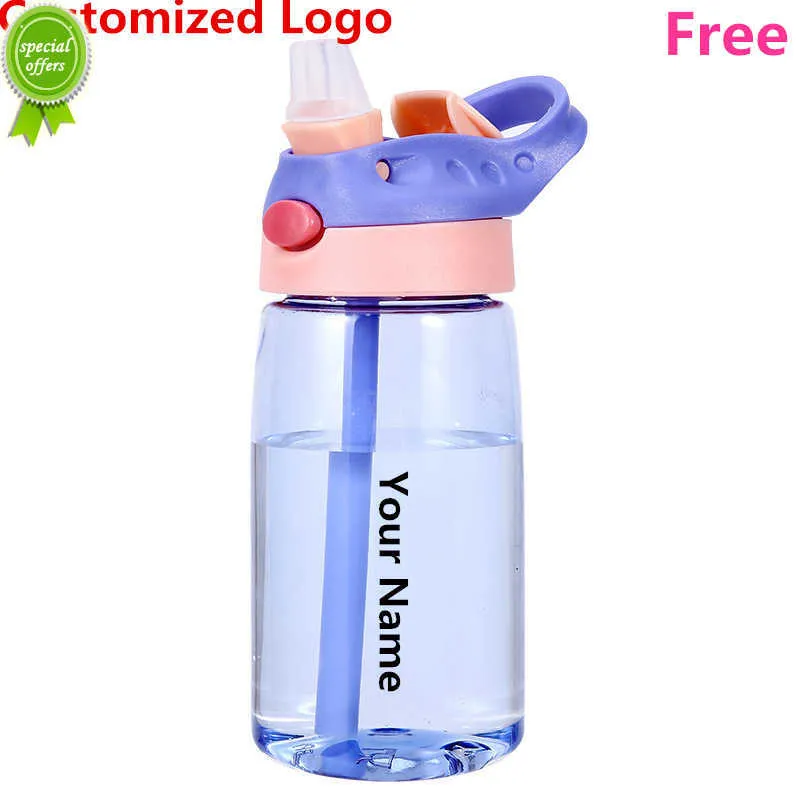 DIY Barn Vattenflaskor Portable 480 ml Personlig utomhussäkerhet Plast Drick Cup för födelse Gift Free Anpassa namn