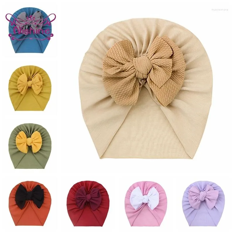 Berets 1 PCS Fashion Handmade Bowknot Baby Girls Turban Hat Comfortable Soft Infant Caps DIY Clothing Decoration Kids Hair Accessories