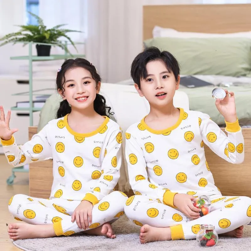 Korean Spring Cotton Cartoon Cow Pajamas Sets for Baby Boys and Girls