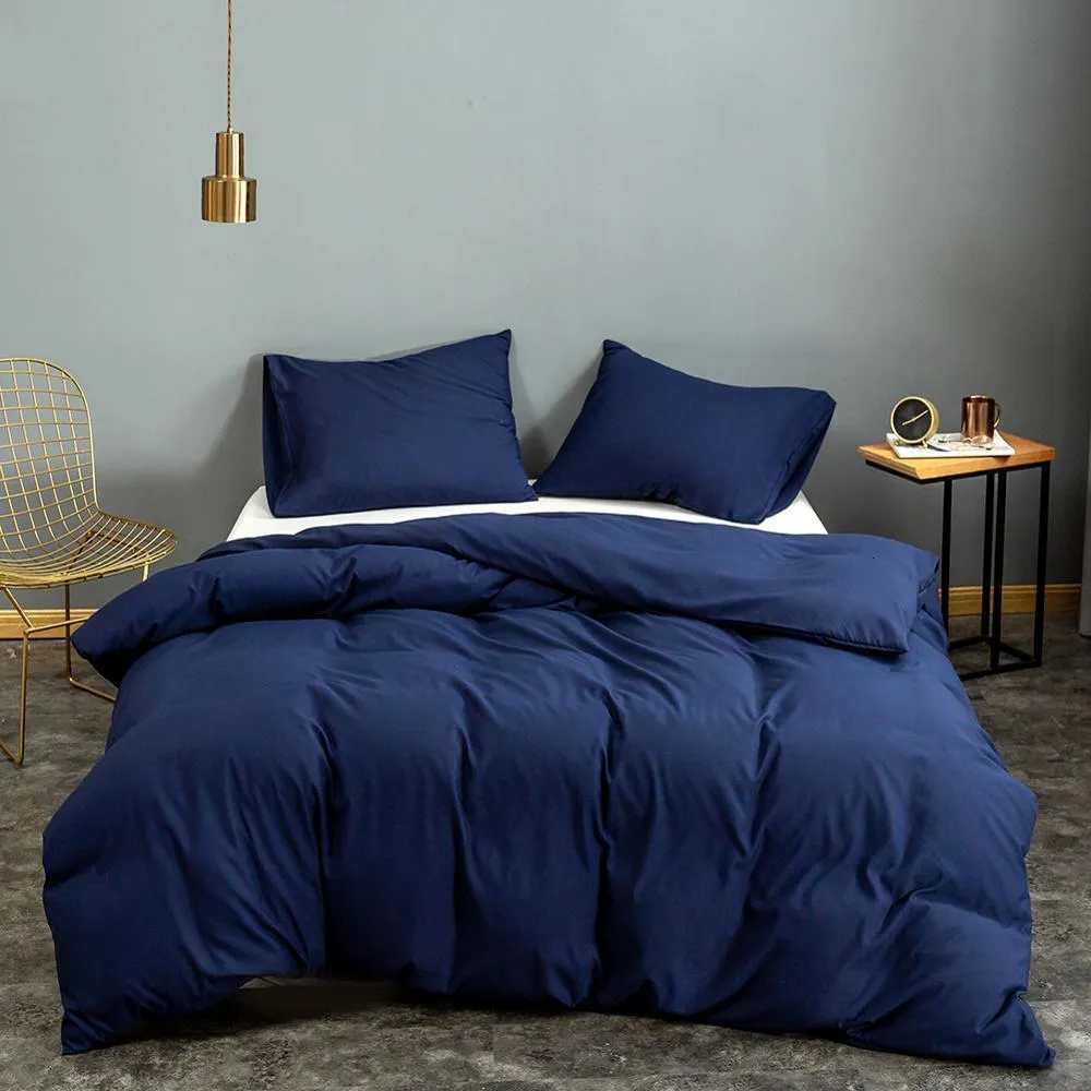 Sängkläder sätter Bonenjoy 1 PC Däcke Cover Blue Solid Color Microfiber Housse de Couette Singlequeenking Dekbedovertrek 200x220 No Pillow Case 230509