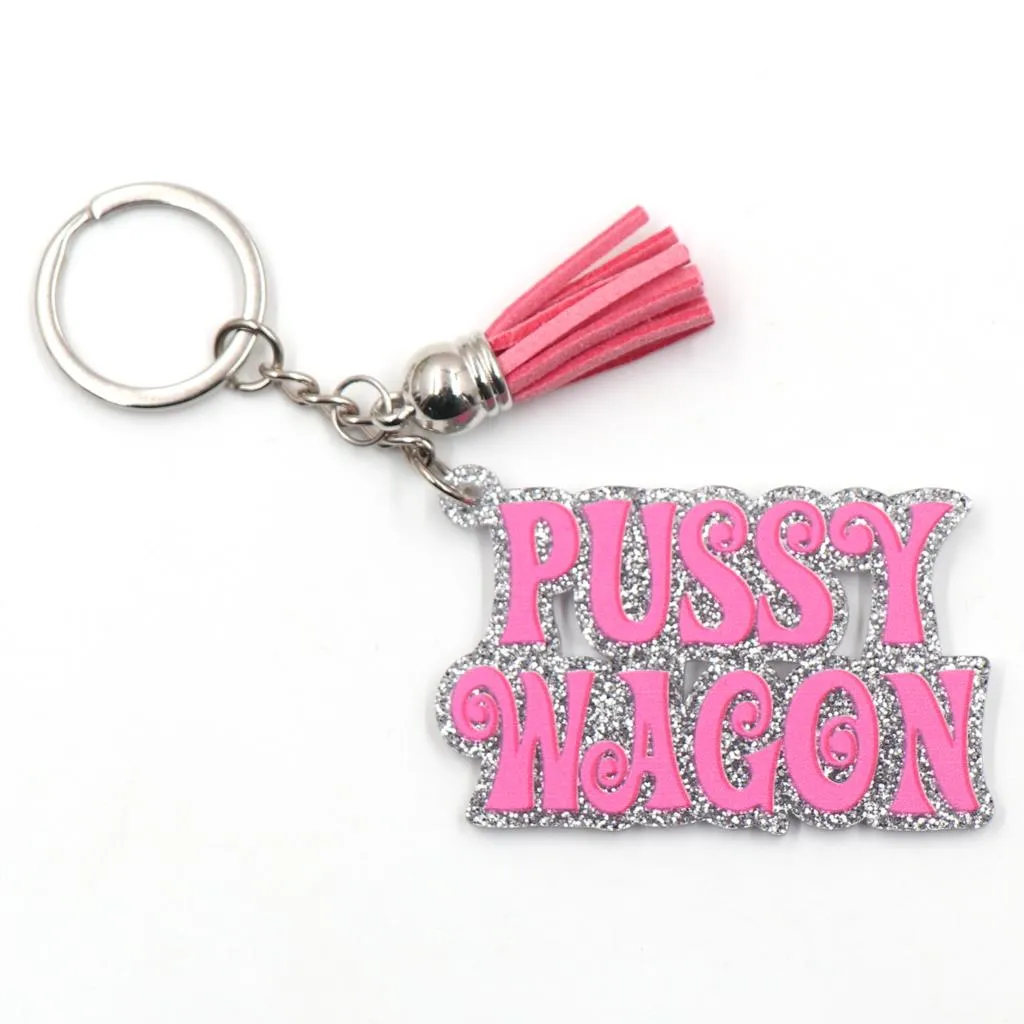 Ny produkt CN Pussy Wagon Trendy Acrylic Glitter KeyChain Gift