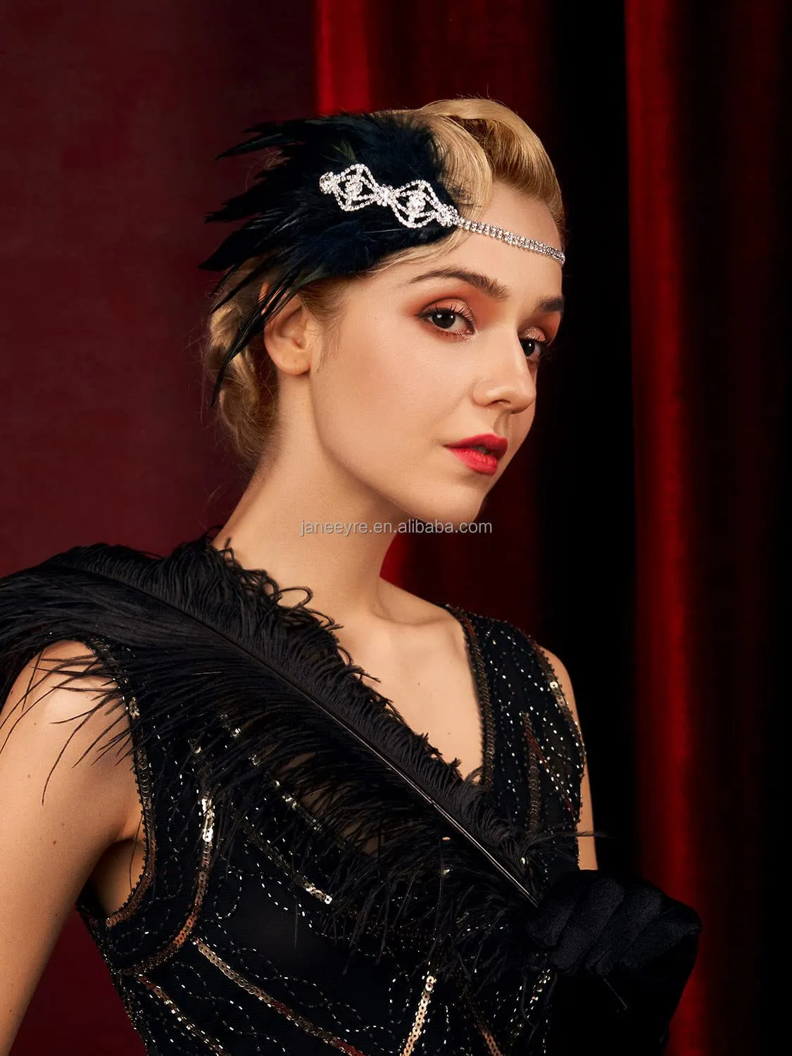 Wedding Hair Jewelry 20s Great Gatsby Party Costume Flapper Headband Pearl Necklace Glove 1920s Headpiece Accessories Set For Women 230508