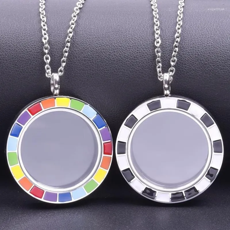 Pendant Necklaces Enamel Chain On The Neck Necklace For Women Men Accessories Stainless Steel Floating Lockets Locket Charm Gift