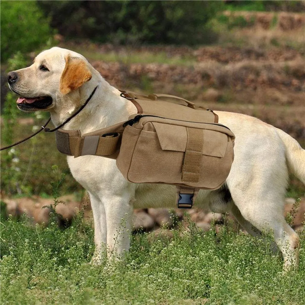 Carrier Pet Dog Tactical Vests Harness with Bag Adjustable Saddle Bag for Medium Large Dogs Travel Camping Hiking Training Suit Hunting