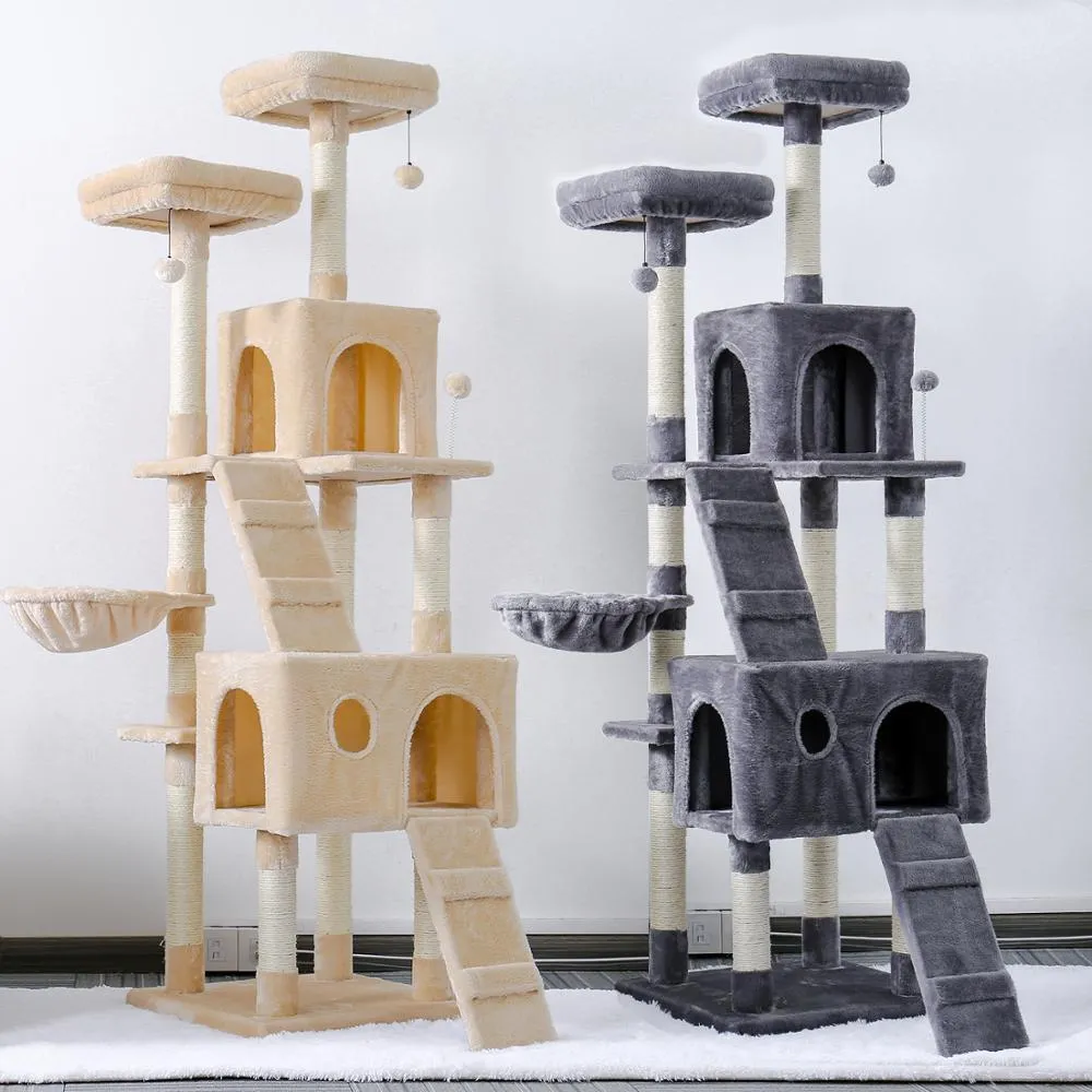 전투기 H165cm 애완 동물 고양이 나무 집 콘도 장난감 고양이를위한 포스트 나무 등반 나무 고양이 나무 탑 가구 빠른 국내 배달