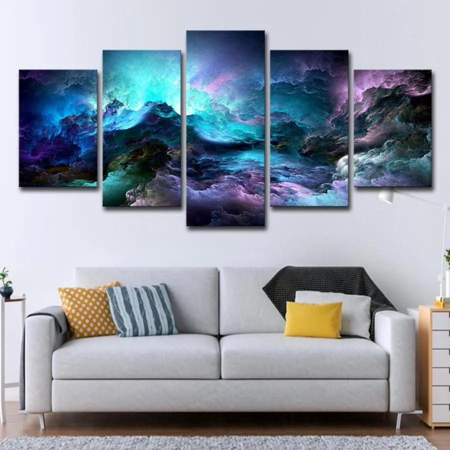 Stitch Abstract purple clouds landscape Diamond Painting 5 Piece Diy Full Square Round Drill Diamond Embroidery Mosaic Decor AA2565