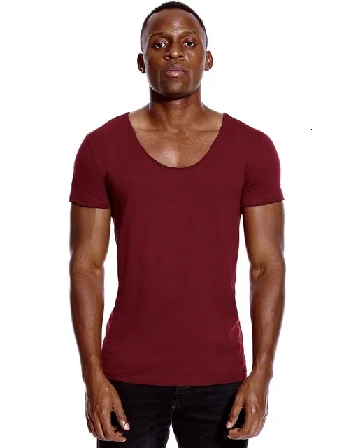 Mens T Shirts Scoop Deep V Neck T Shirt For Men Low Cut Vneck Wide