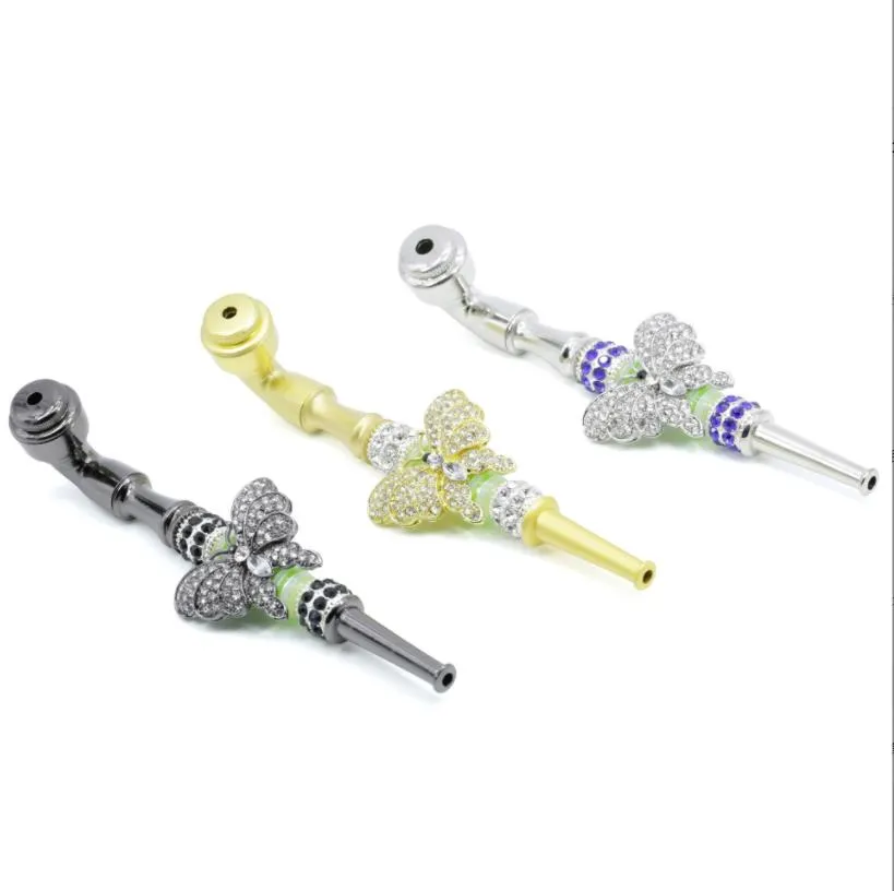 Smoking Pipes European and American animal pipe, zinc alloy with diamond long pipe