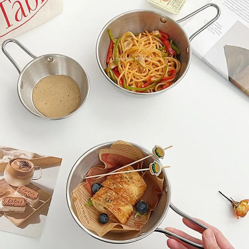 Bowls 304 Stainless Steel Small Bowl With Handle Salad French Fries And Fried Chicken Seasoning Spaghetti Fruit