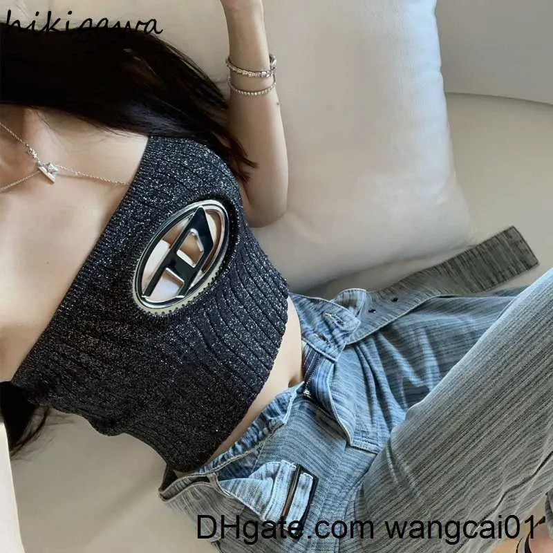 Wangcai01 Женские танки Camis Sexy Top Top Top Женская одежда мода вязаная бодин