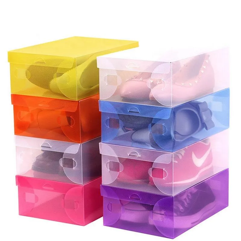 Opslag 10 stks plastic schoenendoos transparante heldere opbergdozen opvouwbare schoenen kas houder schoenen organisator cases dozen