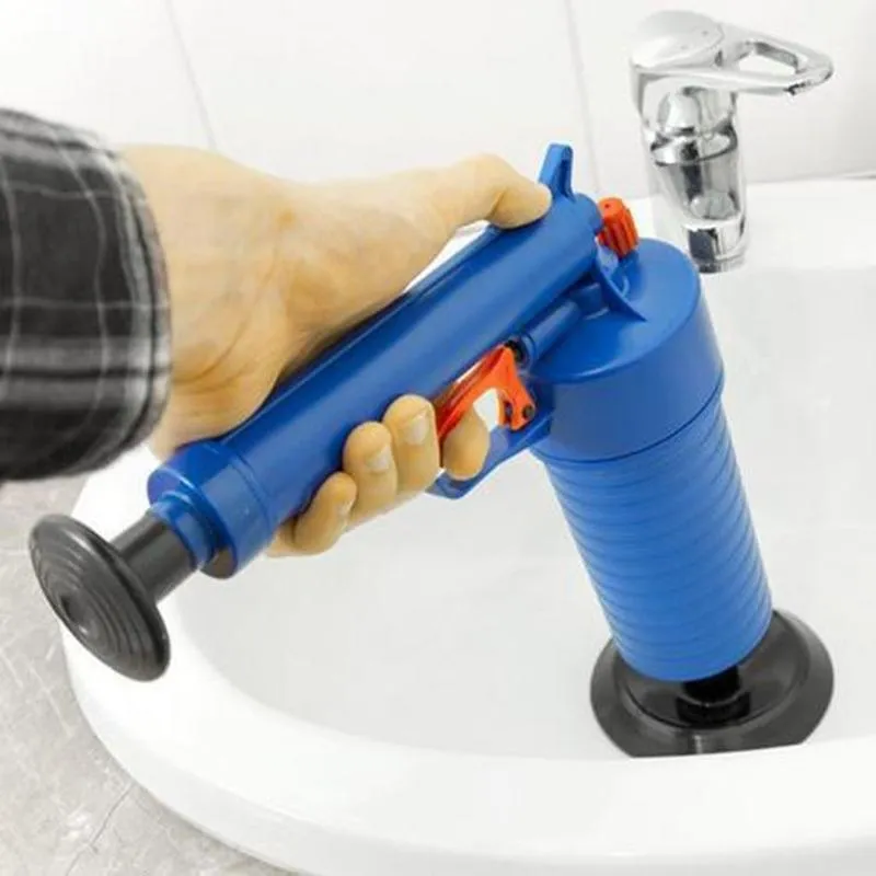 Plunders Air Power Drain Blaster Gun High Pressure Powerful Manual Sink Kolven Opender Cleaner Pump för badtoaletter Badrumstillbehör