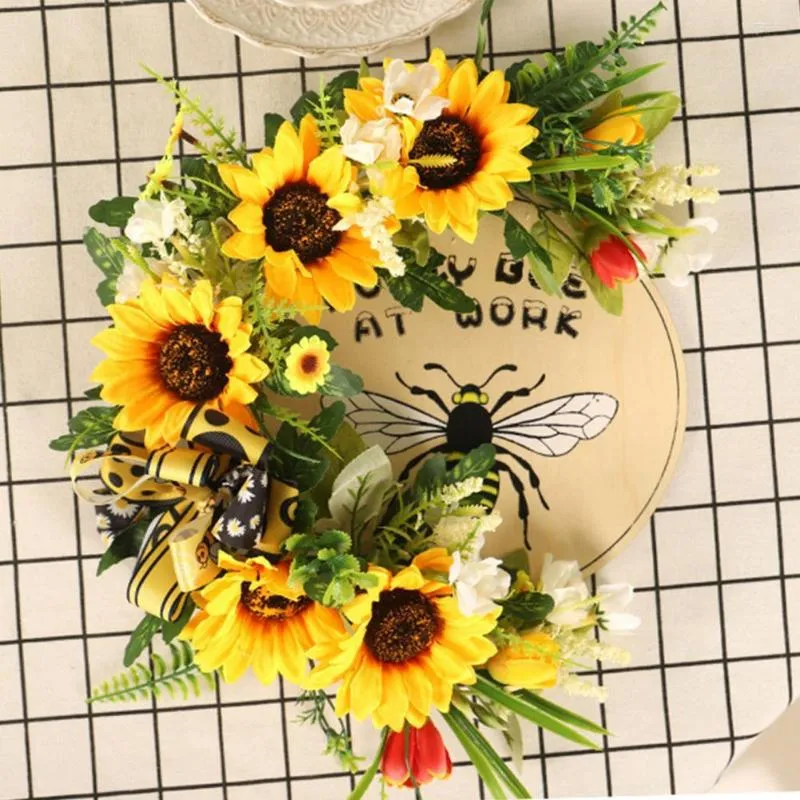 Dekorative Blumen, schöner Honigbienen-Festivalkranz, Simulationsblume, realistisch aussehend, einfach aufzuhängen