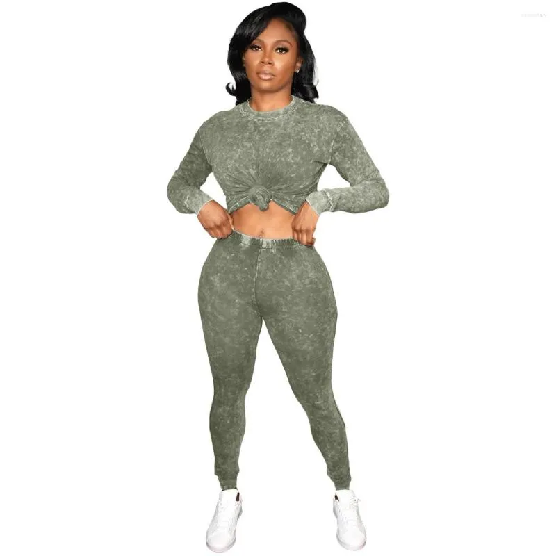 Women's Two Piece Pants Set Women Print Knit Tracksuit Crop Top And Pant Sets Jogging Suits For Stretchy Streetwear Matching