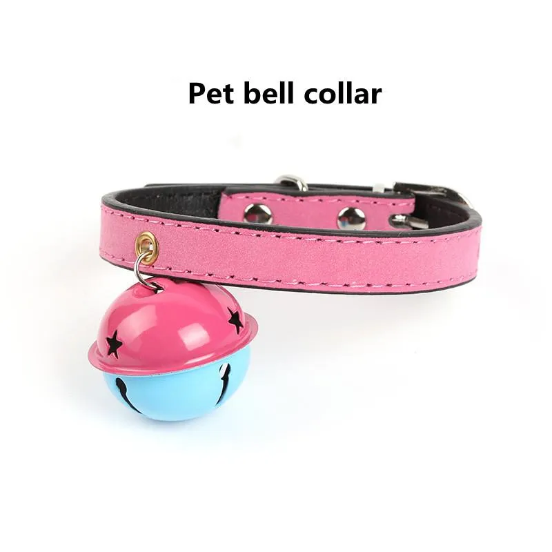 Colliers de chat conduit collier de cloche pour animaux de compagnie matériau en cuir coloré chien réglable et fournitures exquises durables simples