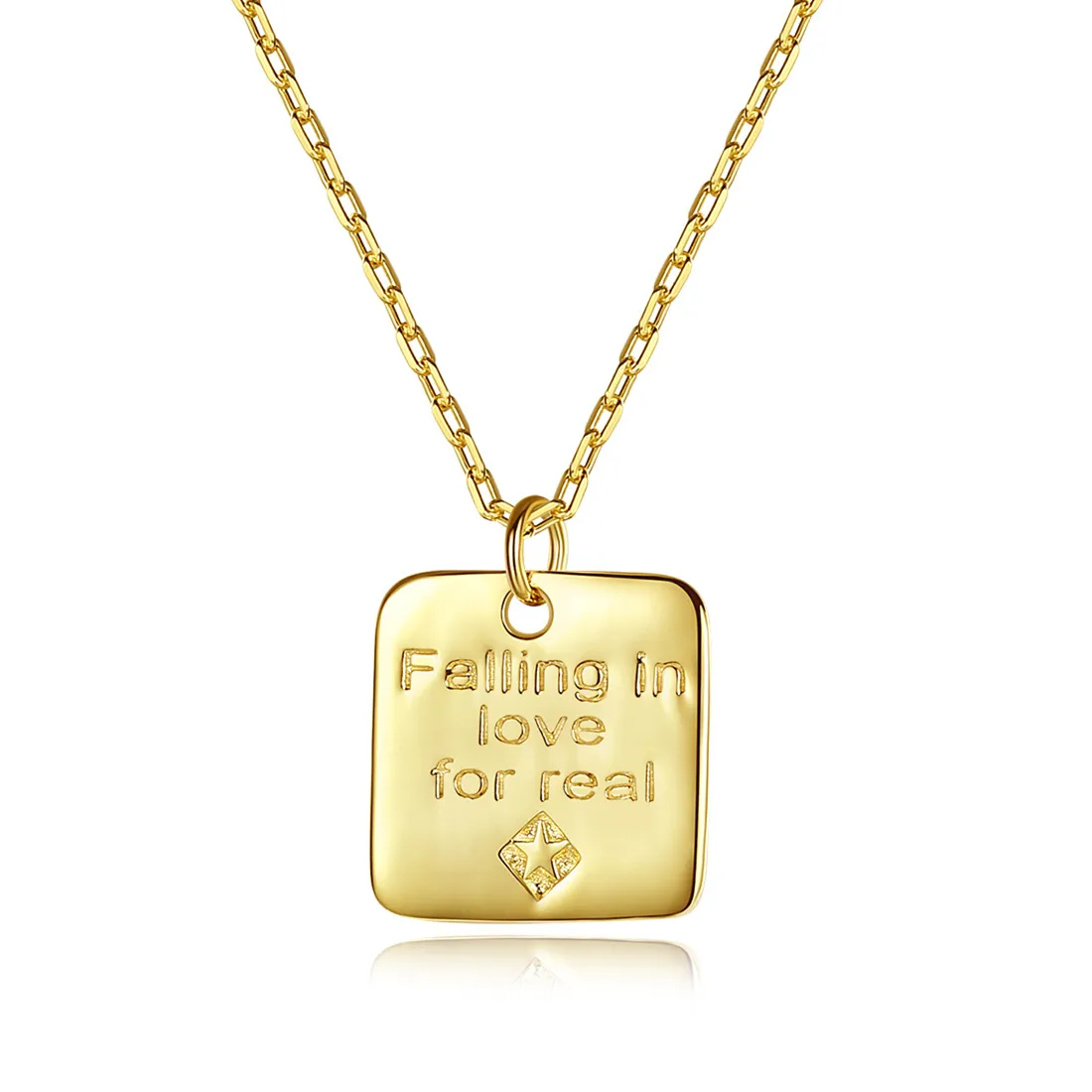 2023 New Fashion Romantic Letter Square Pendant Necklace Women Brand 18k Gold Plated Necklace Charm Female Sexy Collar Chain High end Jewelry Valentine's Day Gift