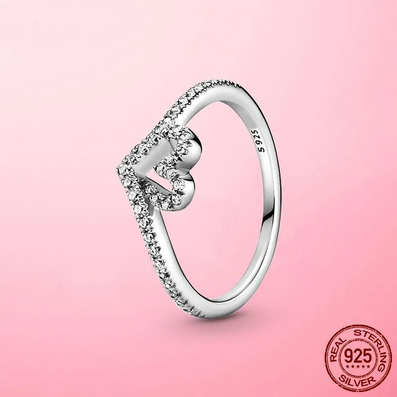 Novos anéis de casamento de designer 925 Silver Triple empilhável Coração de zircão de dedo para mulheres no engajamento Bride Anel Rings Jóias