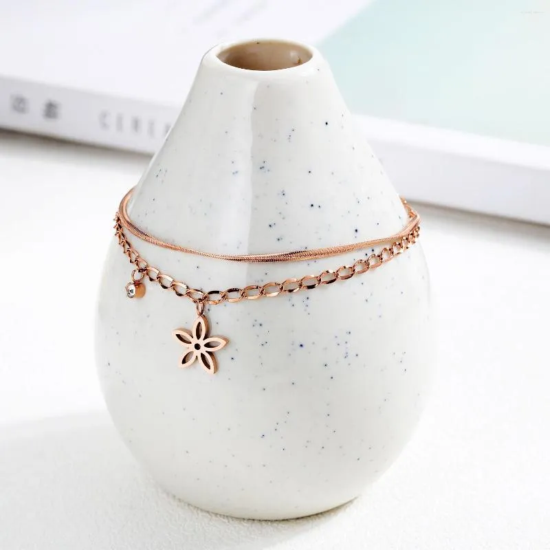 Länkarmband Rose Gold Color Woman's Multiple Chain för söta handledstillbehör Starfish Pendant Embellish Romantic Jewelry Gifts