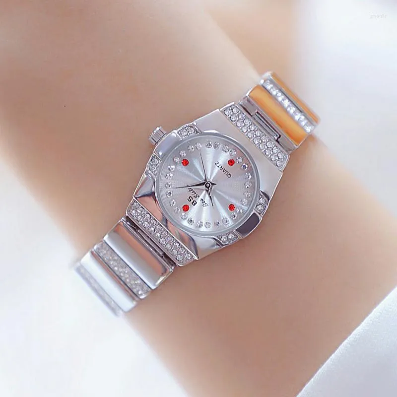 Avanadores de pulso BS Full Diamond Weln's Watch Crystal Ladies Bracelet Wrist Watches Rellojes Quartz For Women 164735