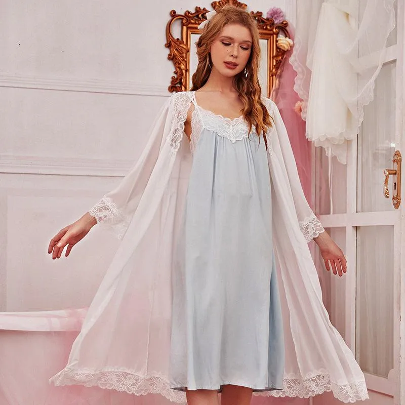Women s Sleepwear Princess Women Pijamas Sleeping Night Dress Lounge Set Lady Sexy Lace Fairy Nightwear Vintage Gown And Robe Sets