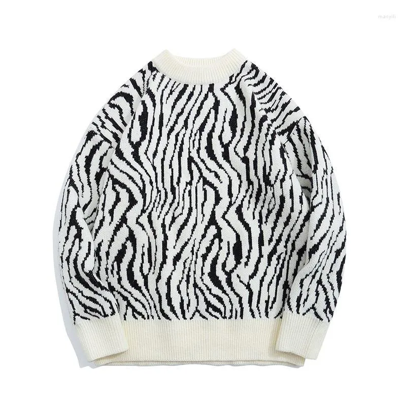 Мужские свитеры Zebra Print Retro Tendy Pellover Sweater Мужской и женский стиль бездействия осенний зимний пальто.