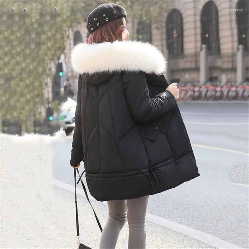 Plus Size Thick Hoodie Womens Trench Coat With Fur Collar Black