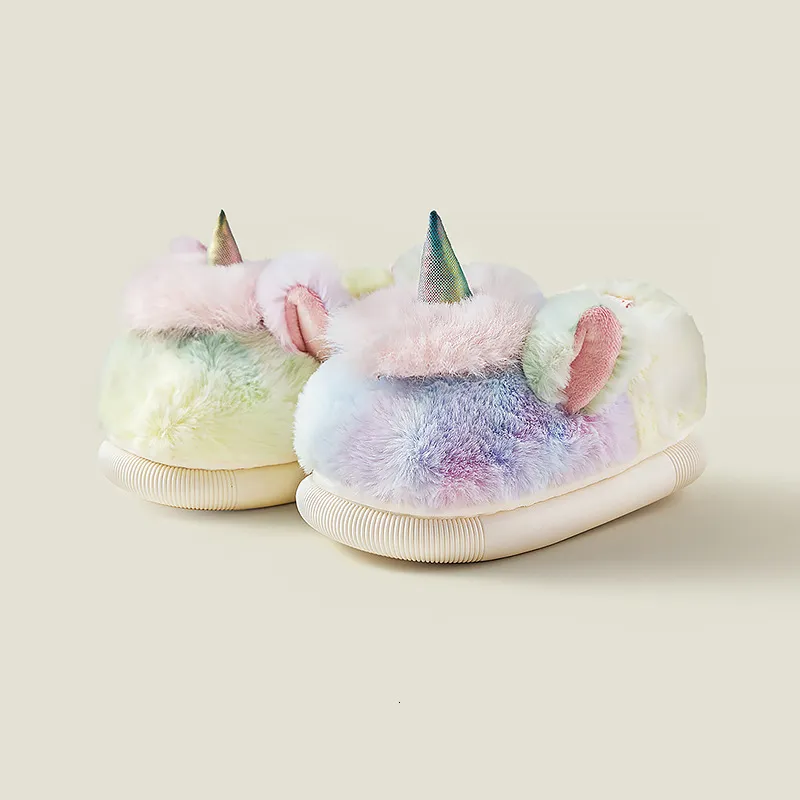 Gezellige Pluche Eenhoorn Slippers Voor Kinderen Zachte Katoenen Winter Slippers Van 12 5 DHgate