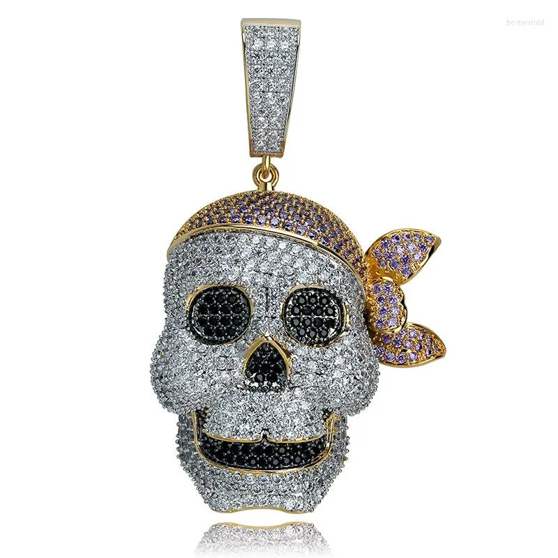 Anhänger Halsketten Hip Hop Rock Herren Schädel Halskette Silber Farbe Iced Out Bling Zirkonia Persönlichkeit Für Männer Rapper Schmuck Geschenke