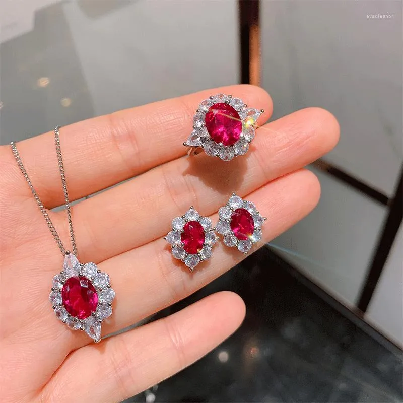 Necklace Earrings Set Luxury Paraiba Tourmaline Gemstone Adjustable Ring Wedding Engagement Fine Macrame Jewelry Gift For Women