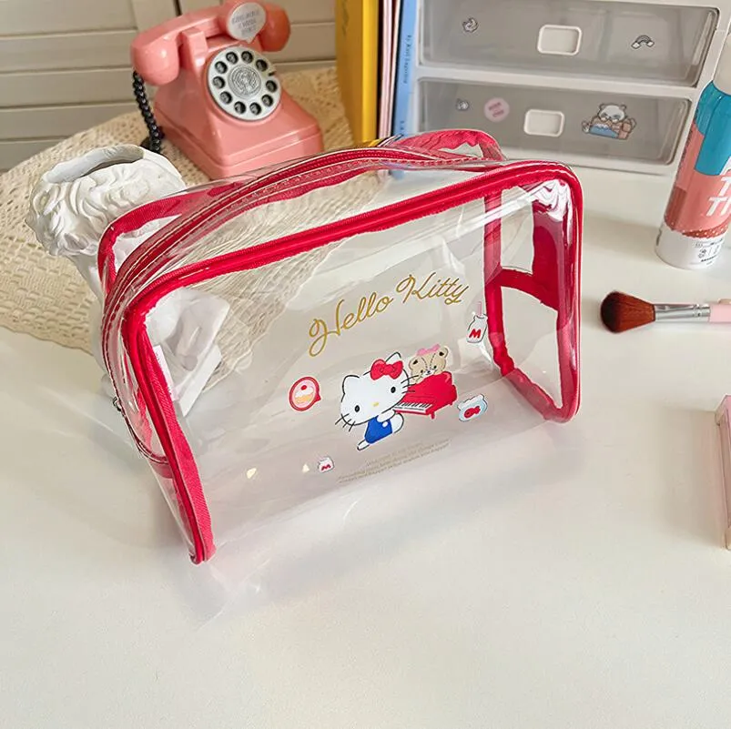 Girls Cute Transparent Cosmetics bag Girl Kuromi Melody Casual Princess Accessories bags big Capacity