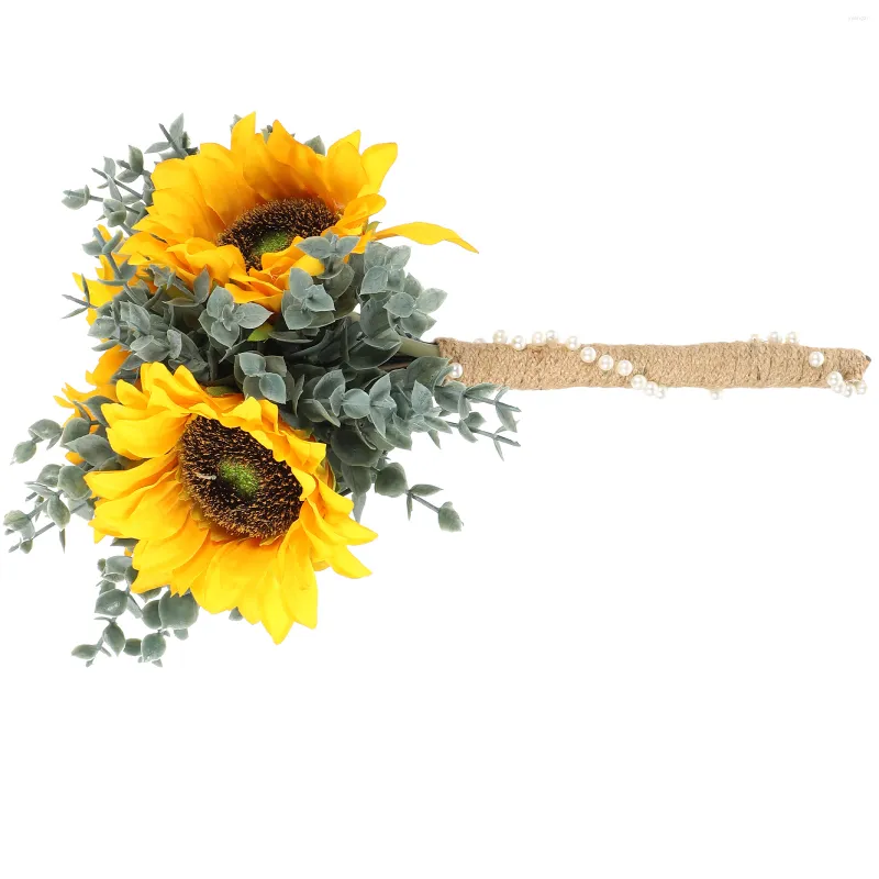 Dekoracyjne kwiaty nałogowe kwiatowe wystrój narzeczone bukiety ślub Realistyczna bukiet słonecznika panna młoda