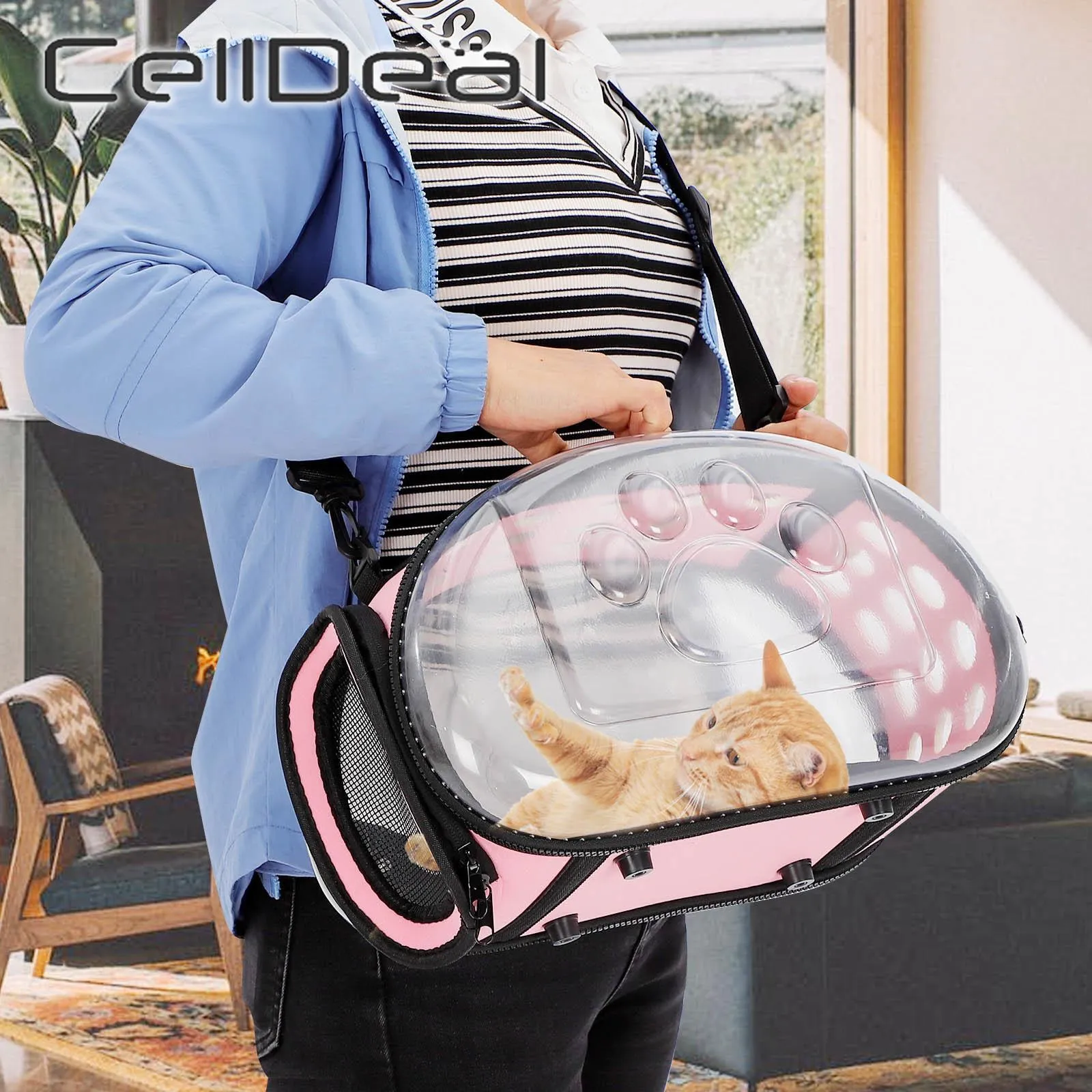 Poussettes Transparent Chat Sac À Dos Chaton Chiot Sacs De Transport Pliable Respirant Petit Chien Chat Voyage Espace Capsule Cage Fournitures Pour Animaux De Compagnie