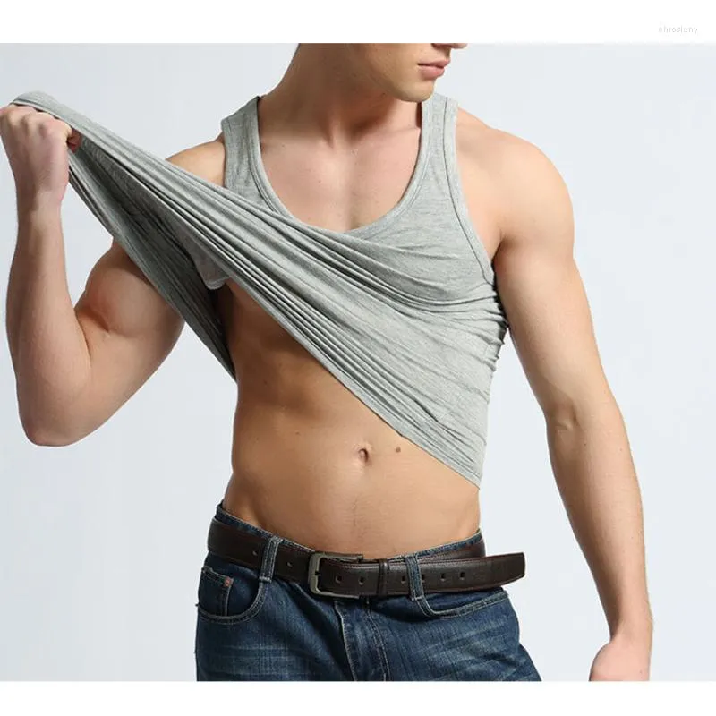 Canotte da uomo allenamento palestra canottiera da uomo senza maniche modale solido maschile traspirante slim casual canottiera