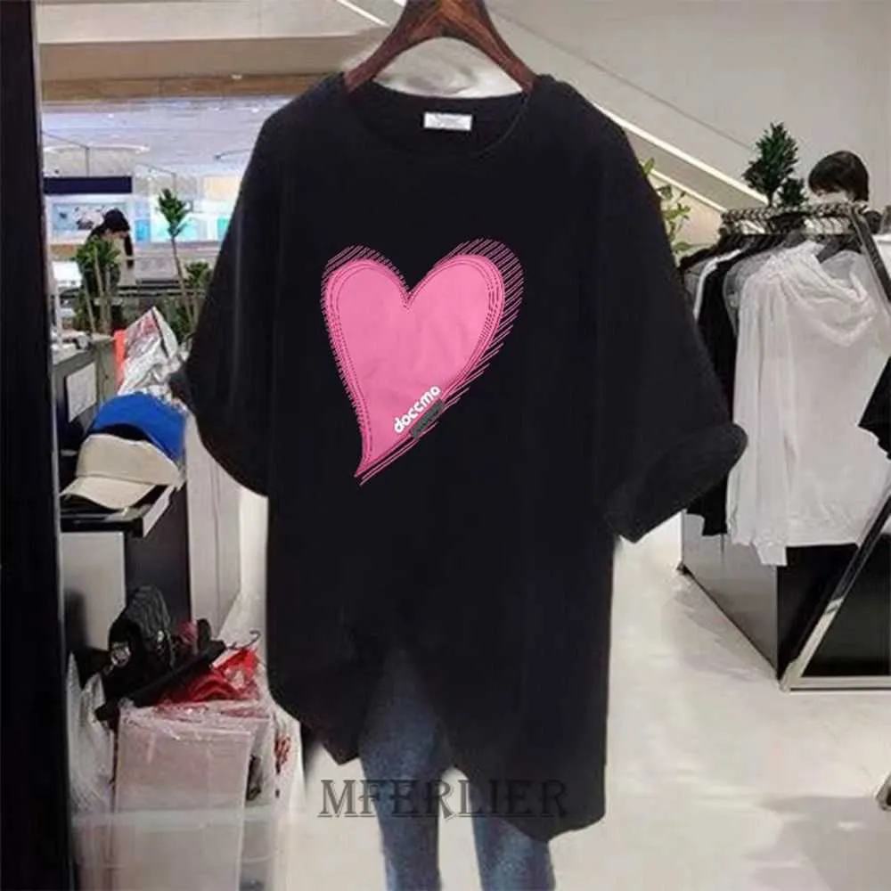 Womens T Shirt Tamanho Grande 6xl 150kg Vero Corao Mulher Camiseta De Manga Curta Solta Tshirt Casual Solto Grfico Impresso T Camisa J230506 From 11 81 DHgate