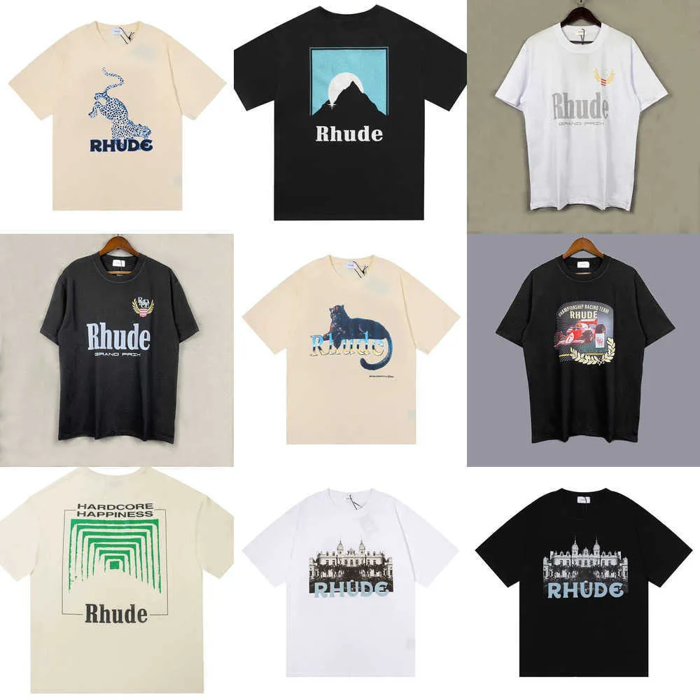 Summer Mens T-shirts Womens Rhude Designers For Men Tops Letter Polos broderi tshirts kläder kort ärm thirt stora tees e6nk