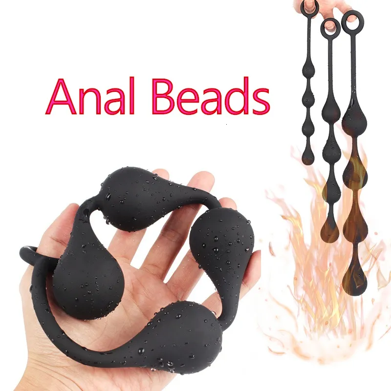 Anal Toys Silicone Big Beads Sex Long Butt Plug Annals Balls Anus Dilator Extender Prostate Massager For Gay Men Women 230509